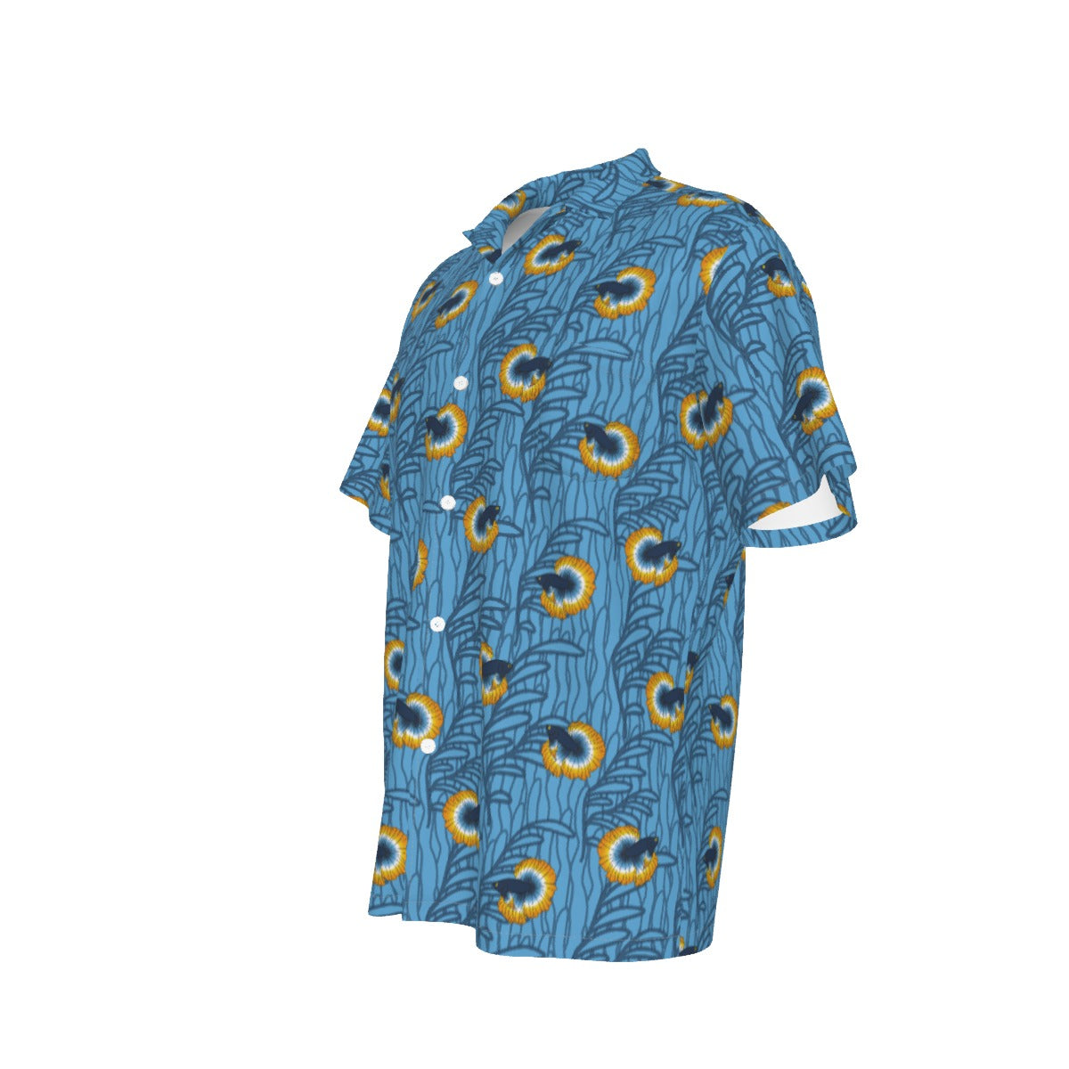 Betta and Seaweed Pattern Relaxed Fit Hawaiian Shirt With Pocket | 4-Way | Choose Your Colourway ninjaferretart