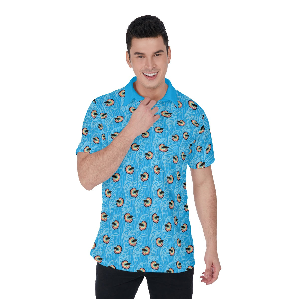 Betta and Seaweed Pattern Relaxed Fit Polo Shirt ninjaferretart