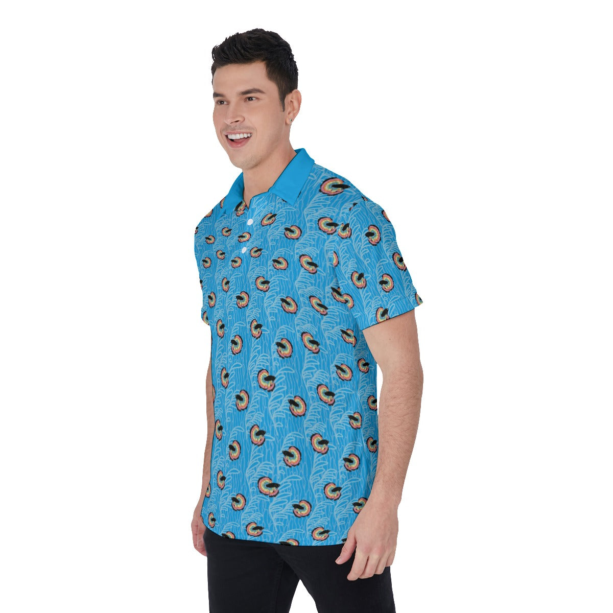 Betta and Seaweed Pattern Relaxed Fit Polo Shirt ninjaferretart