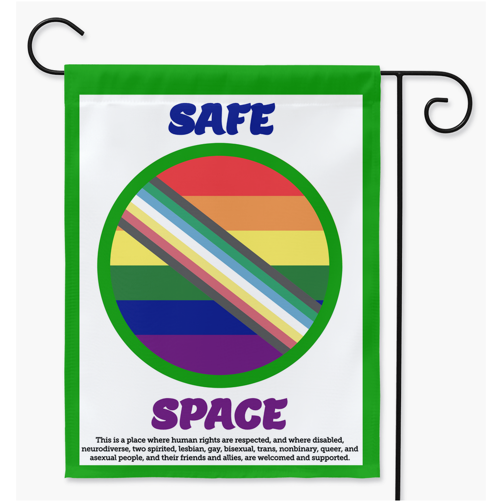 Safe Space - Disability, Neurodiversity, and LGBTQ Yard & Garden Flags | Single Or Double-Sided | 2 Sizes
