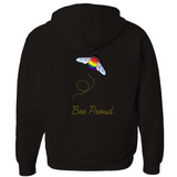 Sweats à capuche zippés Bumblebee Pride Pun - DESIGN ARRIÈRE | Choisissez votre drapeau et votre jeu de mots | Sweat à capuche bourdon | LGBTQIA