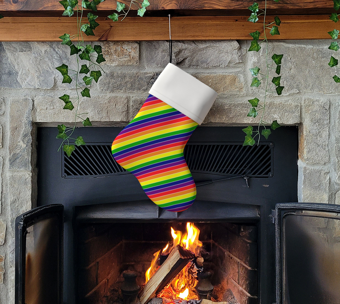 Rainbow Candy Striped Holiday Stocking