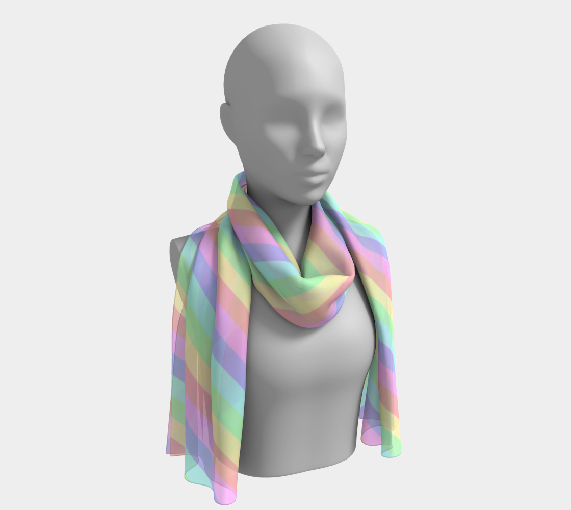 Pastel Rainbow Striped Long Scarf