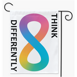 Pensez différemment – Drapeaux de jardin Neurodiversity Yard | Simple ou double face | 2 tailles | Handicap, autisme et neurodivergence