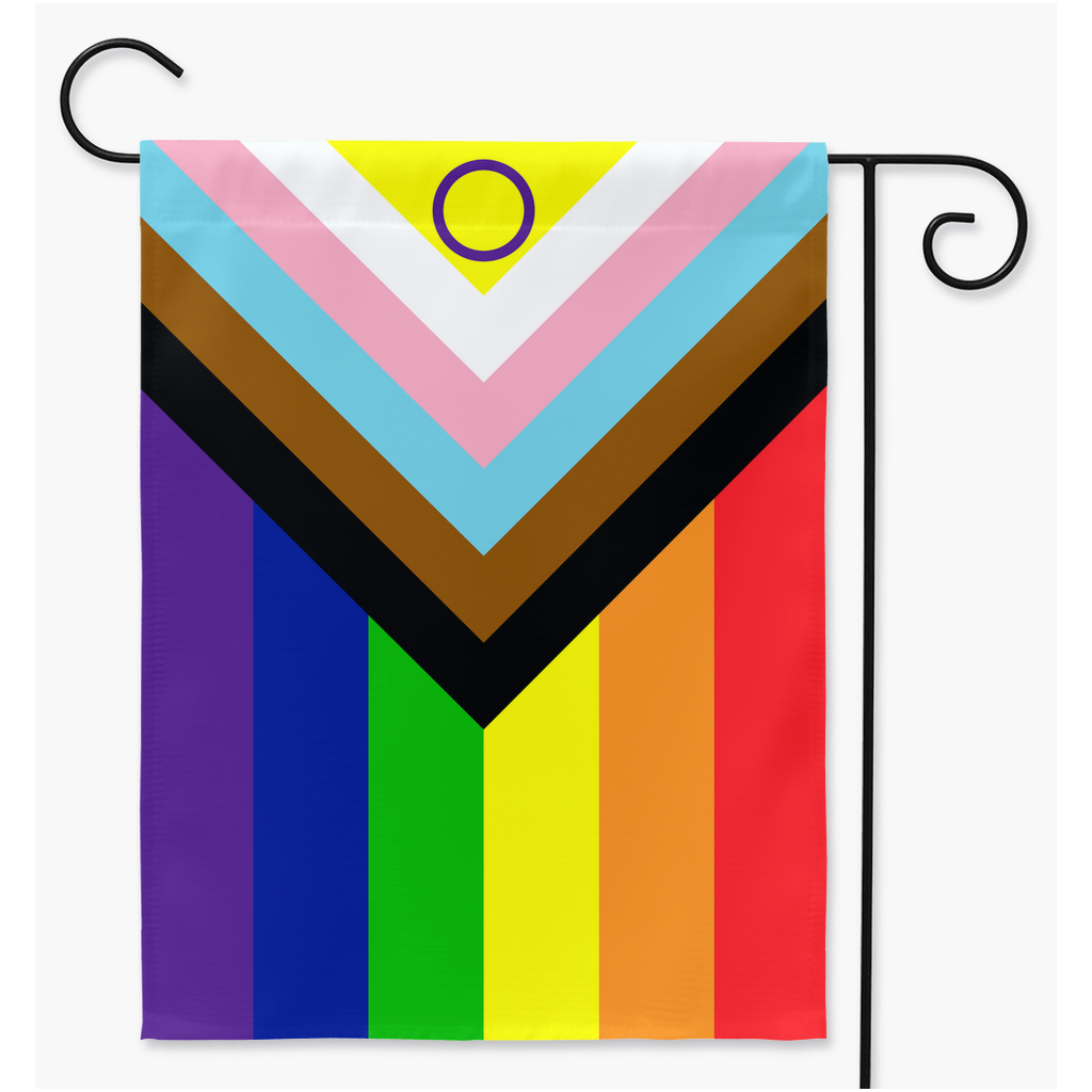 Banderas del Orgullo Arcoíris Inclusivas Intersexuales | Una o dos caras | 2 tamaños | Orgullo arcoiris