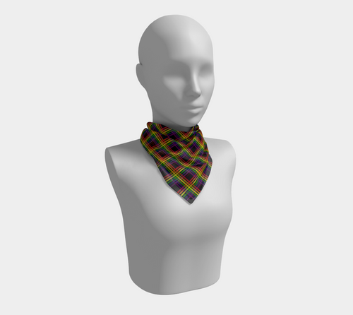 Rainbow and Black Plaid Square Scarf