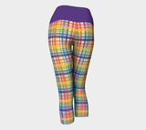 Muted Rainbow Plaid Gradient Yoga Capris