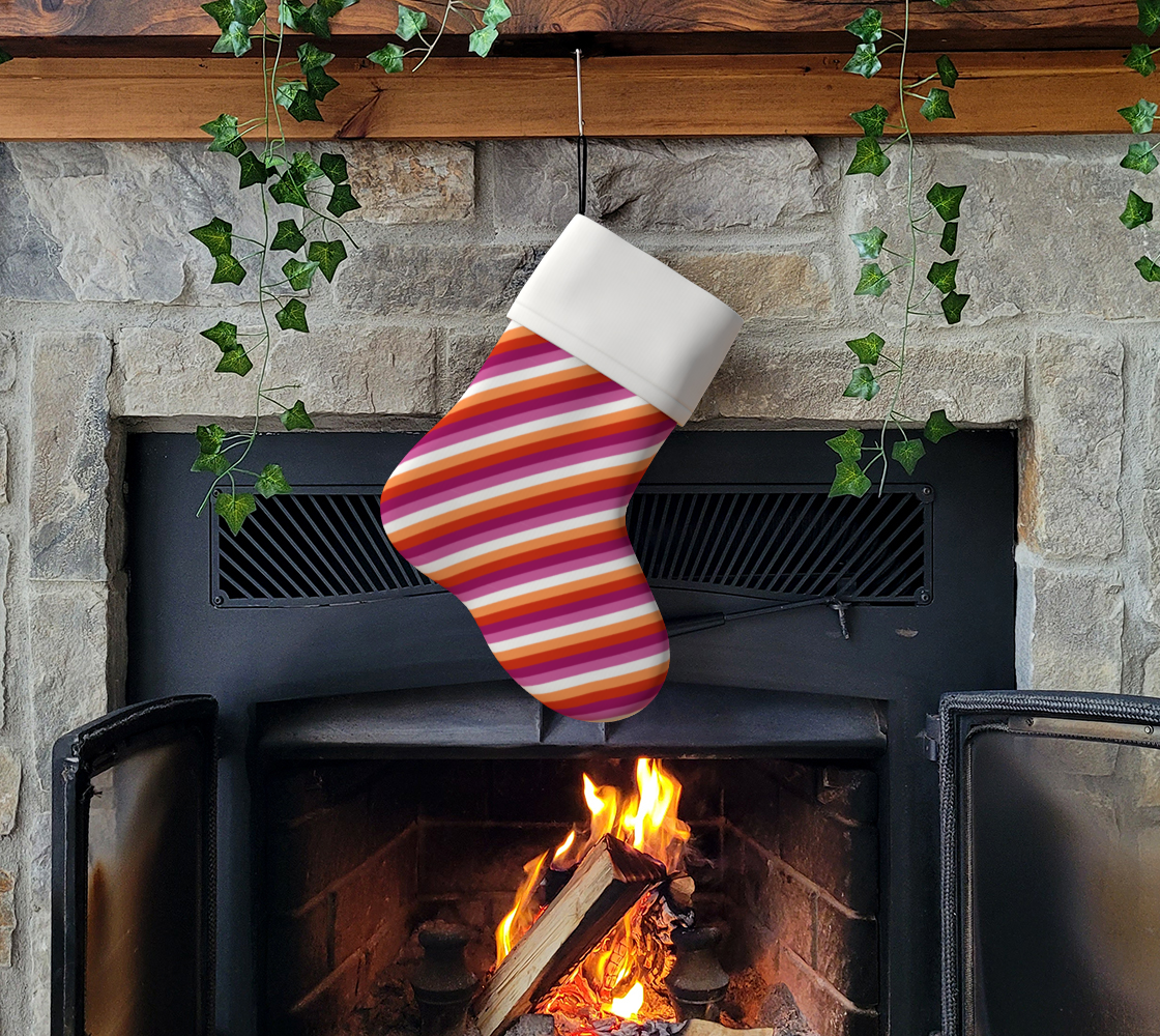 Lesbian - V1 Striped Holiday Stocking