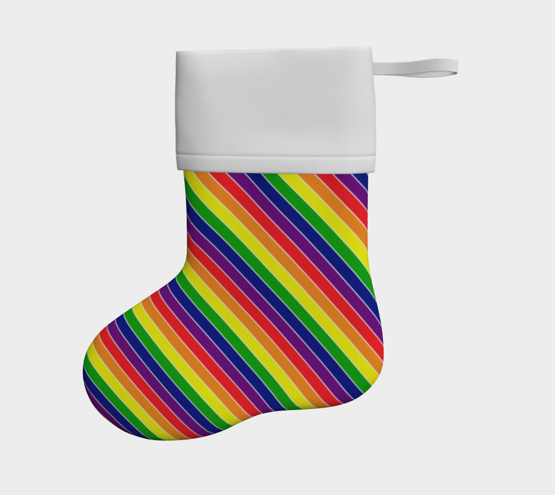 Rainbow Candy Striped Holiday Stocking