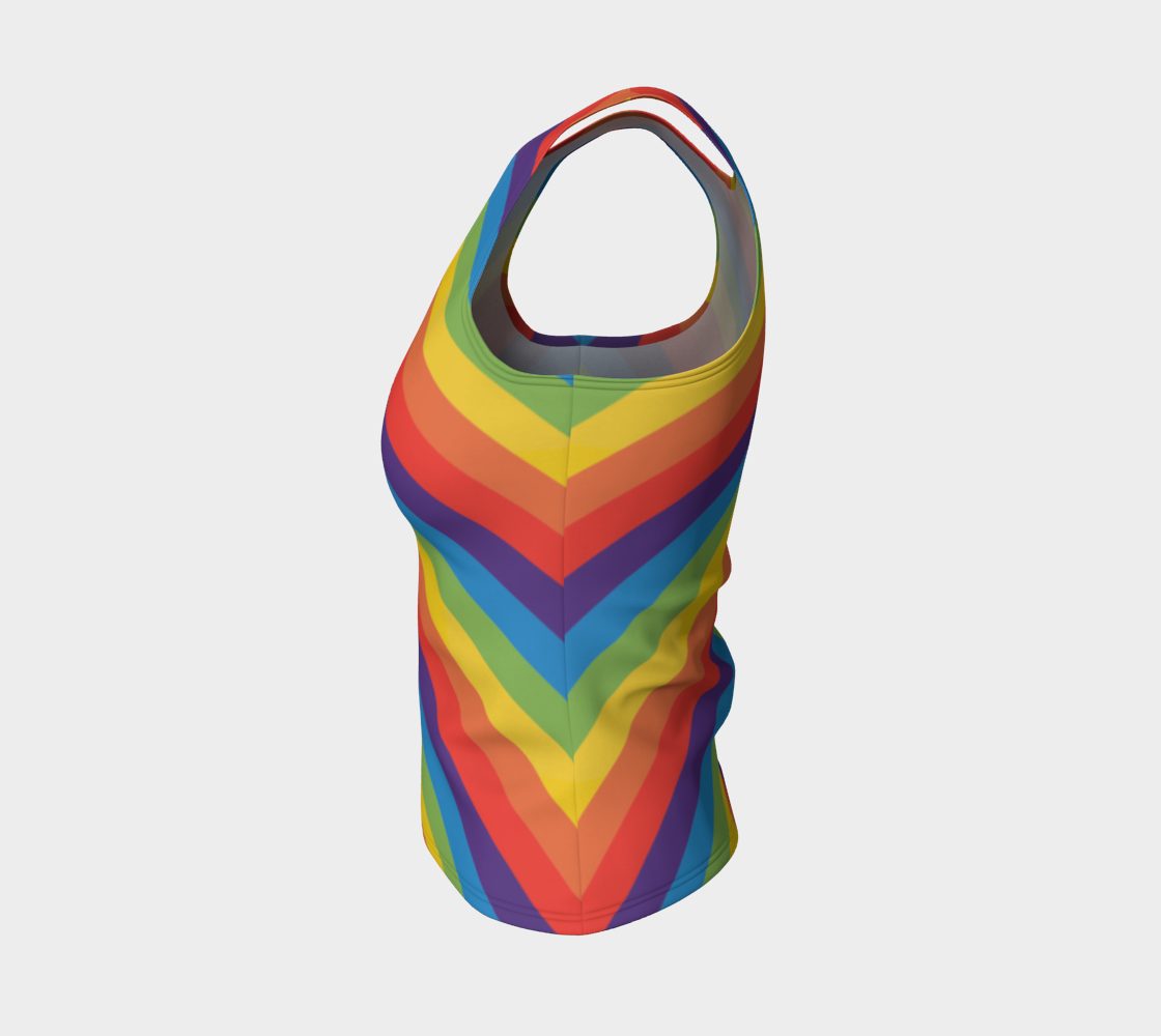 Muted Rainbow Striped Fitted Tank (Long)