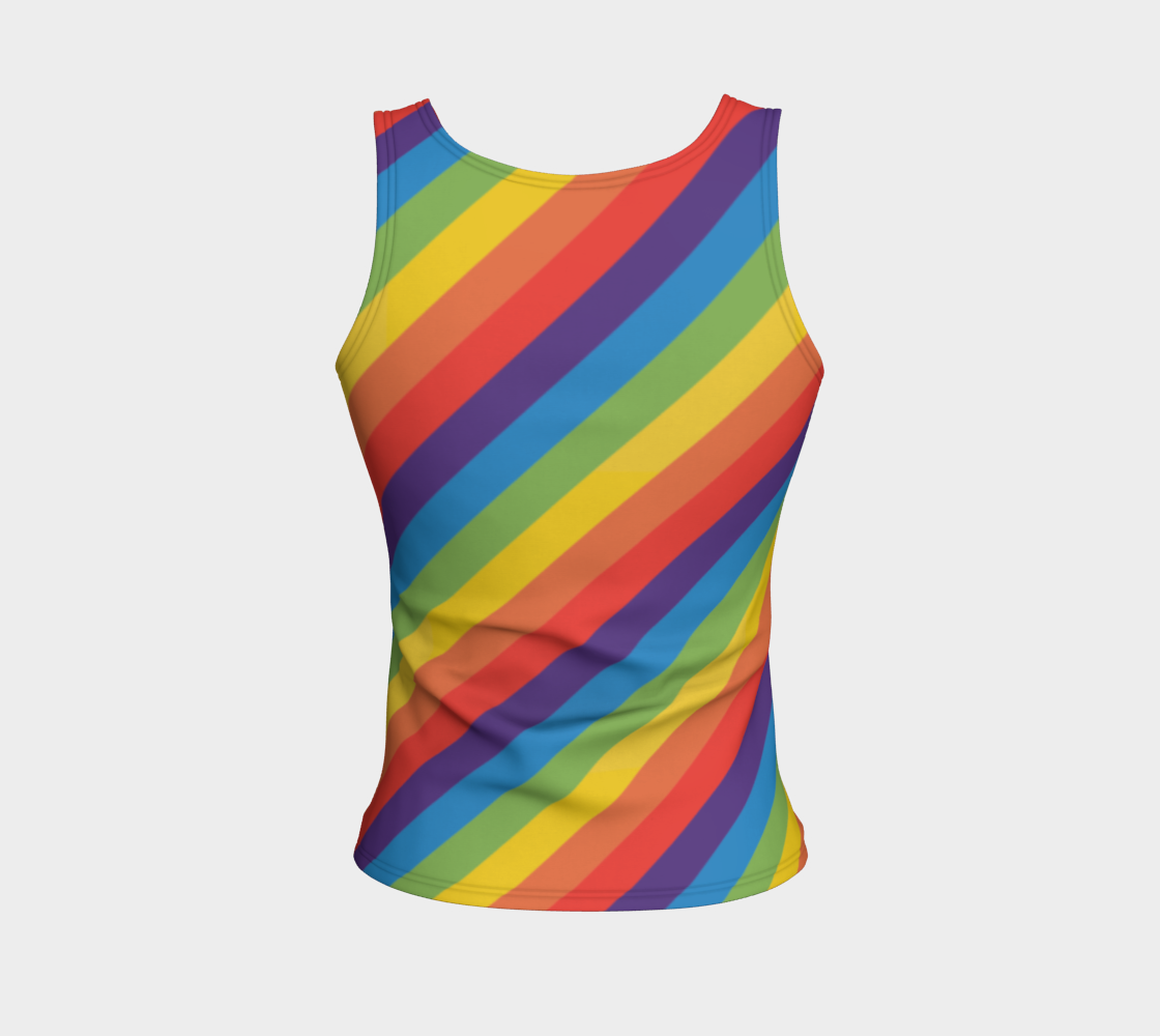 Muted Rainbow Striped Fitted Tank (Long)