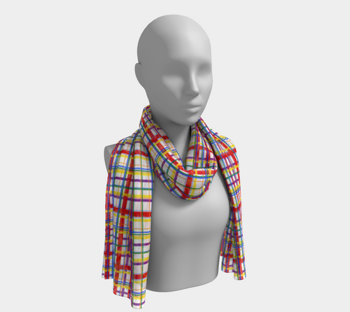 Rainbow Madras Plaid Long Scarf