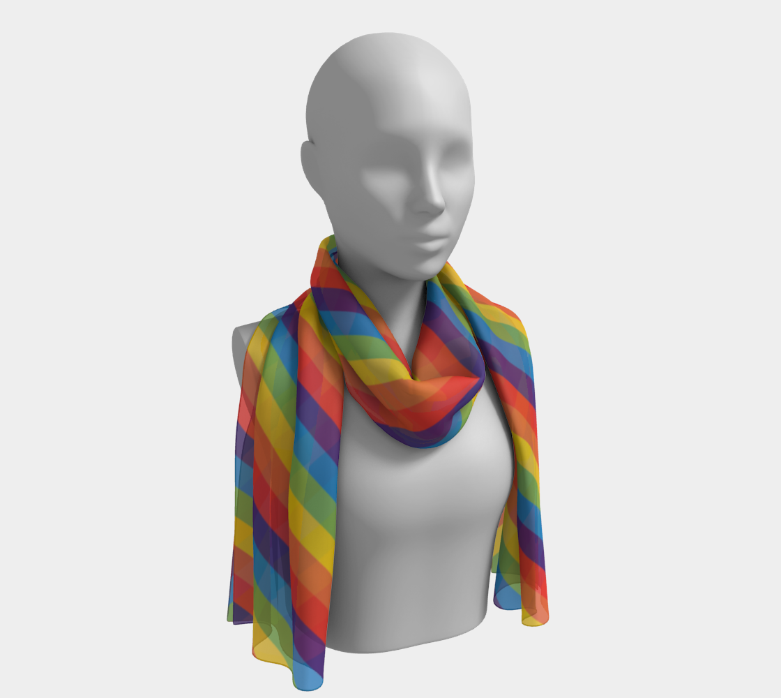 Muted Rainbow Striped Long Scarf