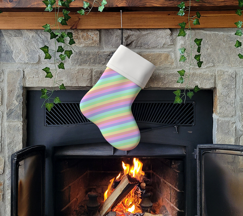 Pastel Rainbow Striped Holiday Stocking
