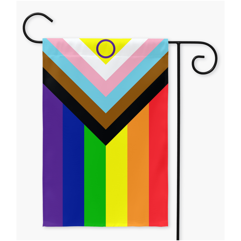 Banderas del Orgullo Arcoíris Inclusivas Intersexuales | Una o dos caras | 2 tamaños | Orgullo arcoiris