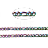 Manufacturer's image of the figaro chain. The chain is three small nearly round oval links, followed by one longer link, approximately double the length.