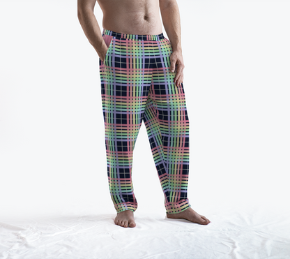 Pastel Rainbow/Navy Tartan Plaid Lounge Pants