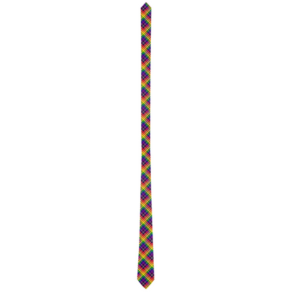 Rainbow/Aubergine Tartan Plaid Neck Tie