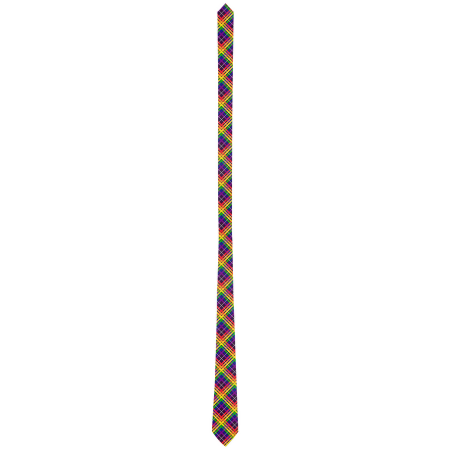 Rainbow/Aubergine Tartan Plaid Neck Tie