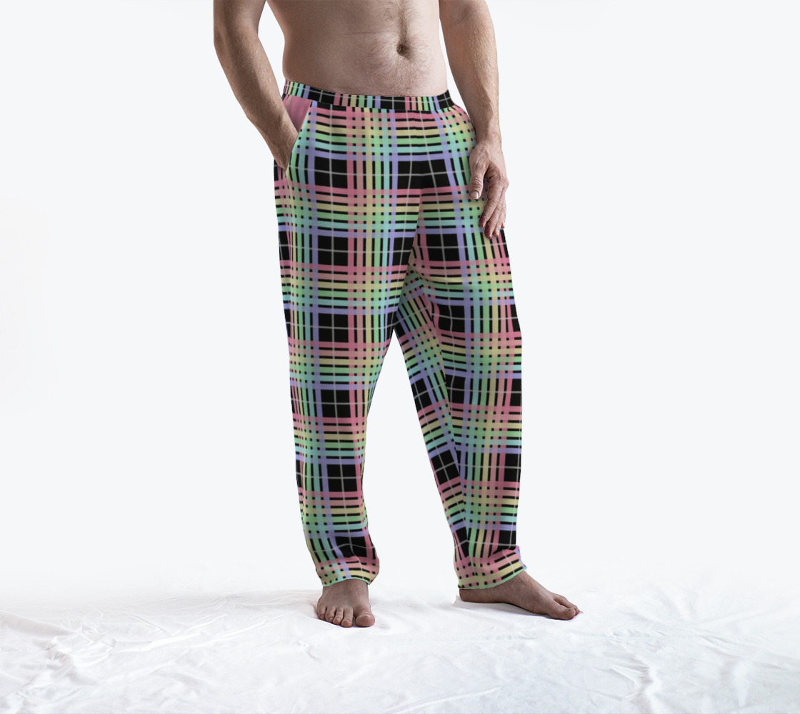 Pastel Rainbow/Black Tartan Plaid Lounge Pants