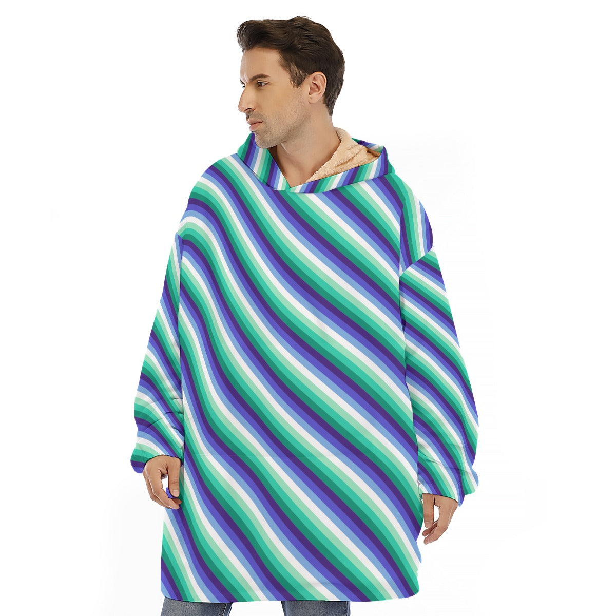 Pride Striped Unisex Sherpa Fleece Hoodie Blanket | Choose Your Colourway