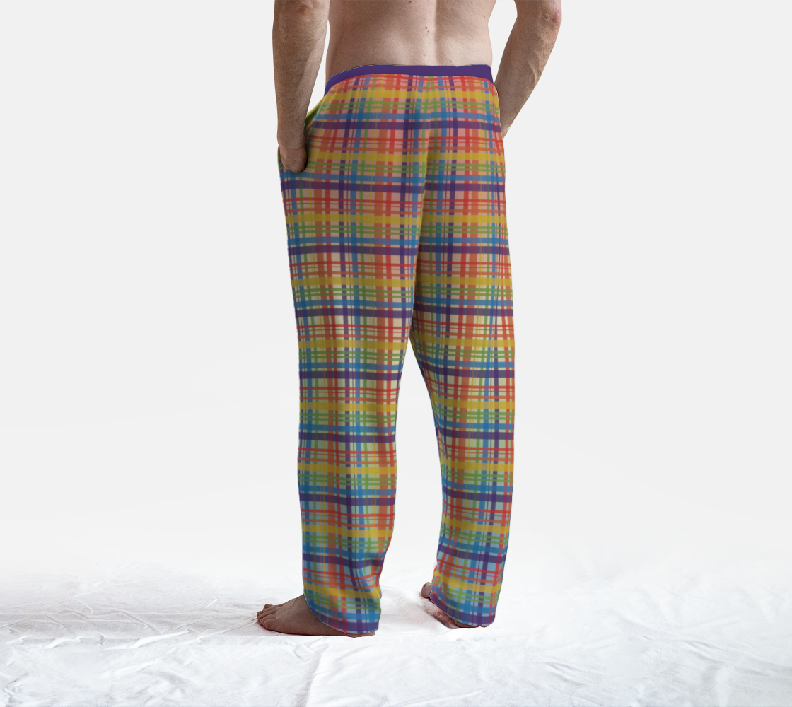 Muted Rainbow Plaid Gradient Lounge Pants