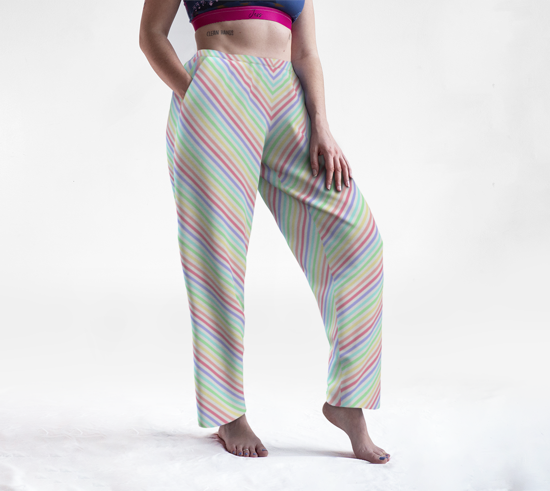 Pastel Rainbow Barber Striped Lounge Pants