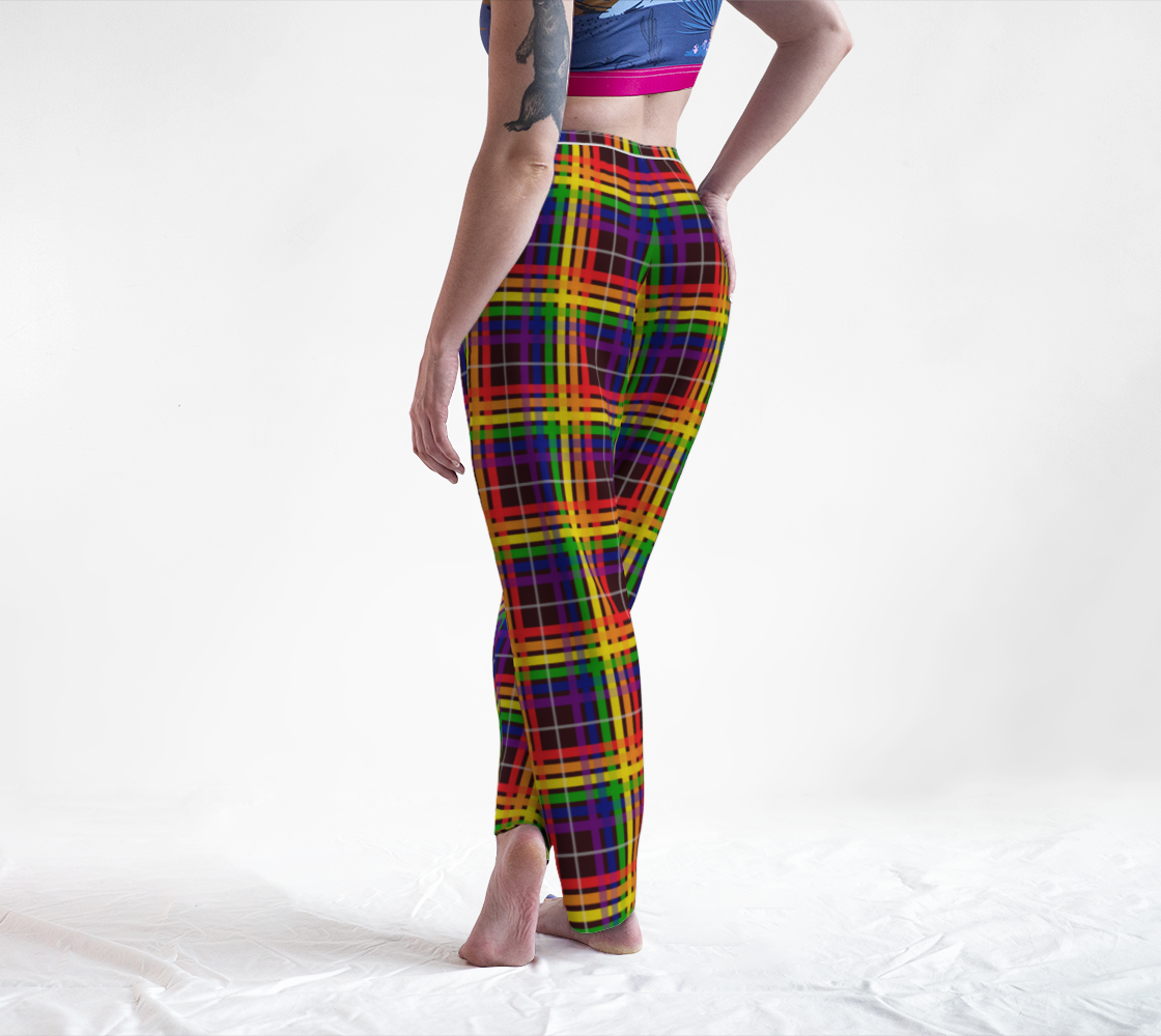 Rainbow/Deep Maroon Tartan Plaid Lounge Pants