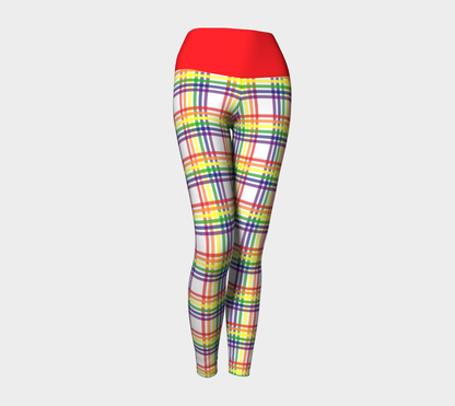 Rainbow and White Plaid Yoga Leggings