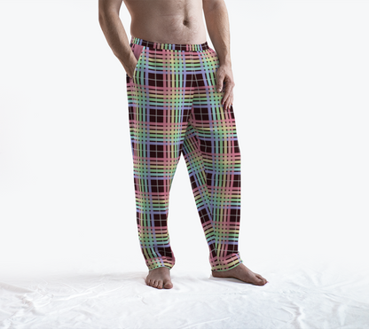 Pastel Rainbow/Deep Maroon Tartan Plaid Lounge Pants