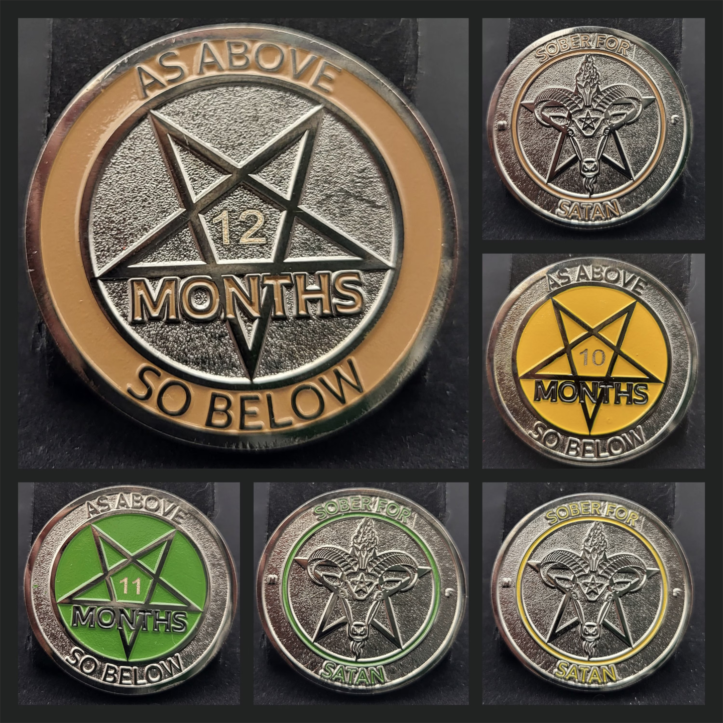 LEGACY Sober for Satan | Satanic Sobriety Chips | Soft Enamel and Black Metal
