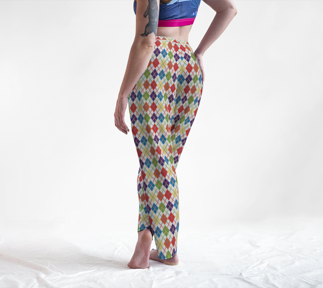 Muted Rainbow/White Solid Argyle Plaid Lounge Pants