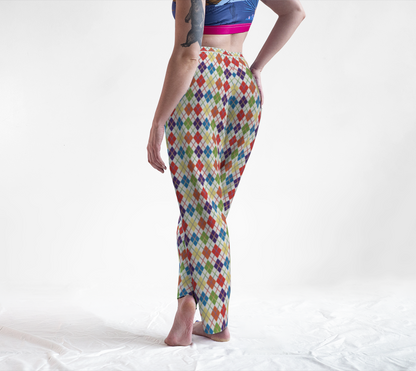 Muted Rainbow/White Solid Argyle Plaid Lounge Pants