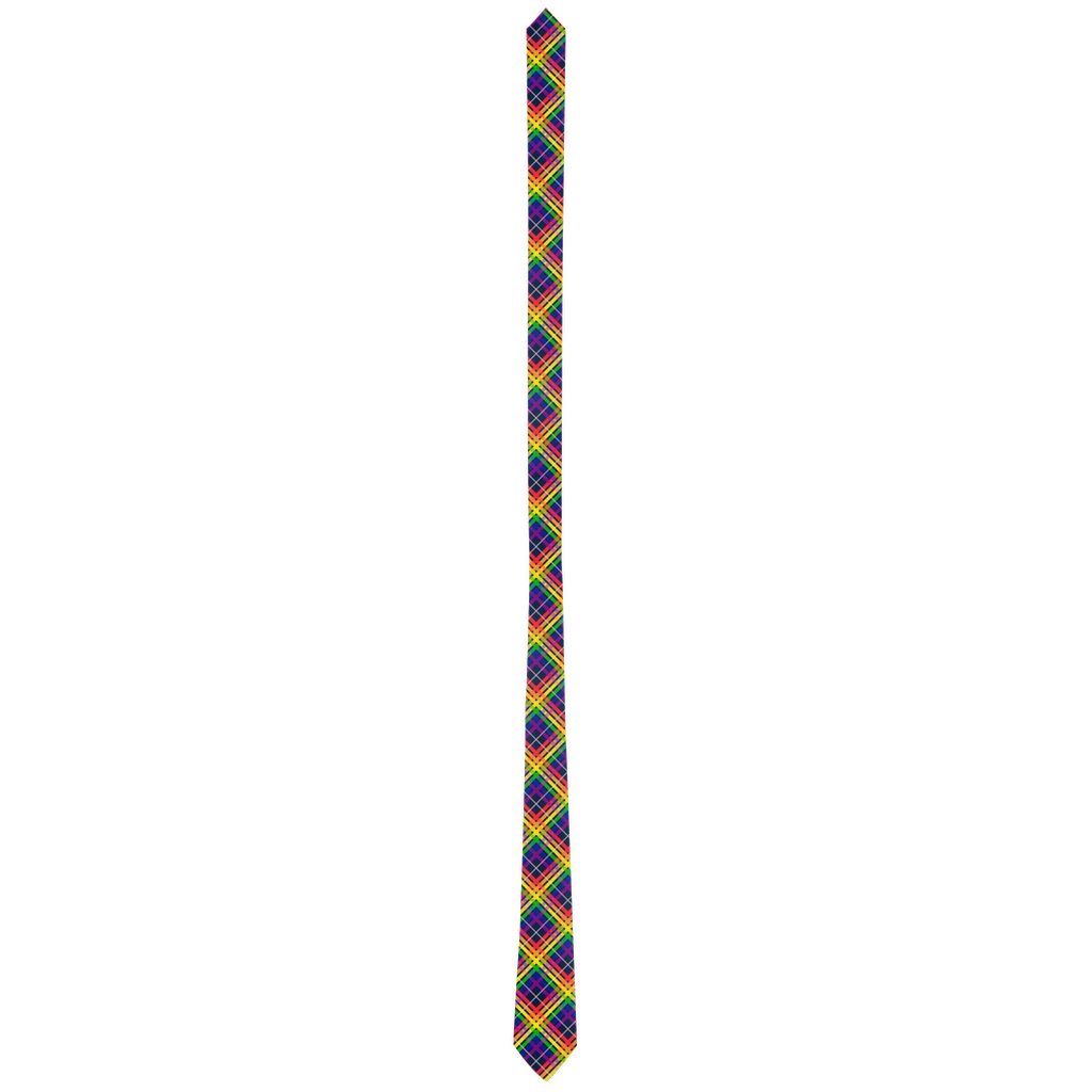 Rainbow/Navy Tartan Plaid Neck Tie