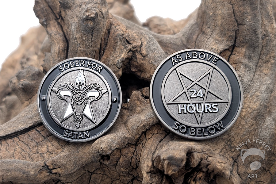 A Light in the Darkness - 24 Hours Sober for Satan Non-Theistic Recovery Tokens