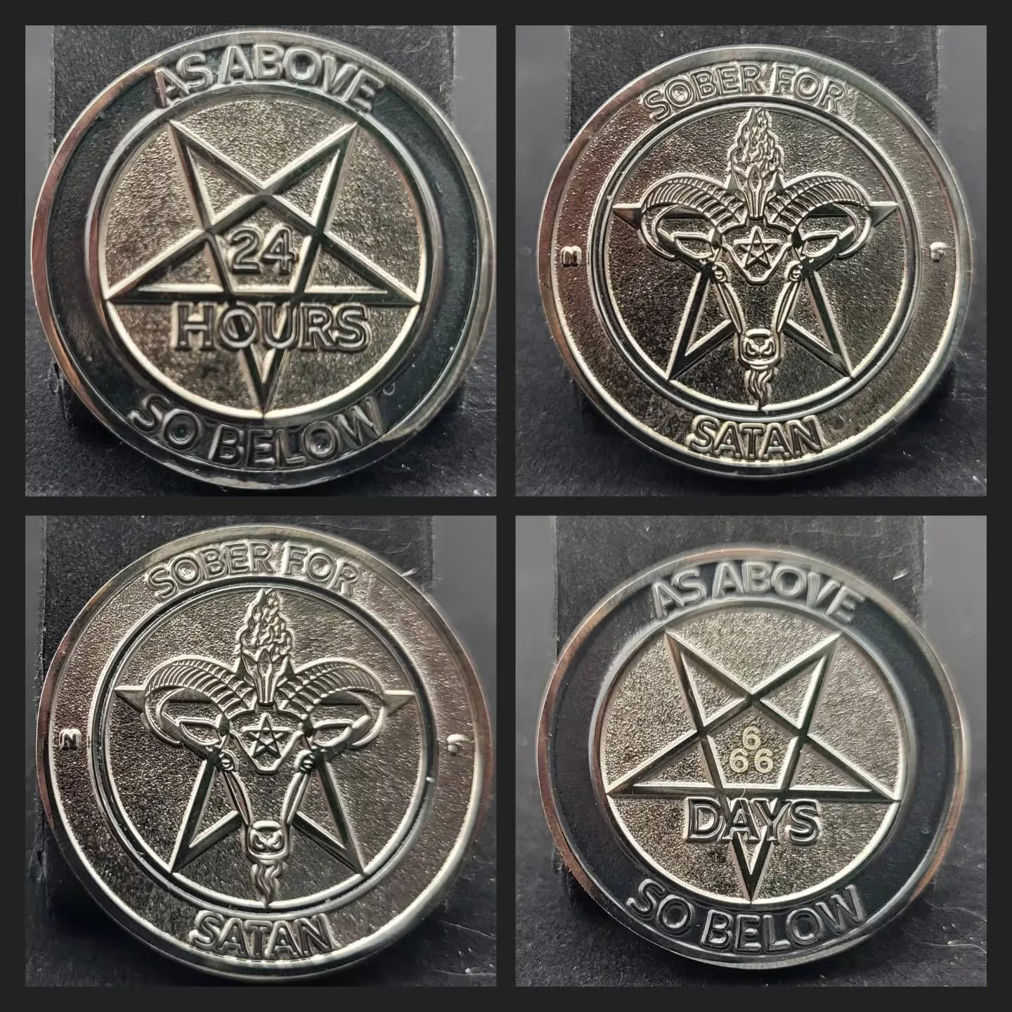 LEGACY Sober for Satan | Satanic Sobriety Chips | Soft Enamel and Black Metal