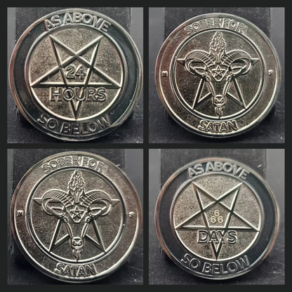 LEGACY Sober for Satan | Satanic Sobriety Chips | Soft Enamel and Black Metal