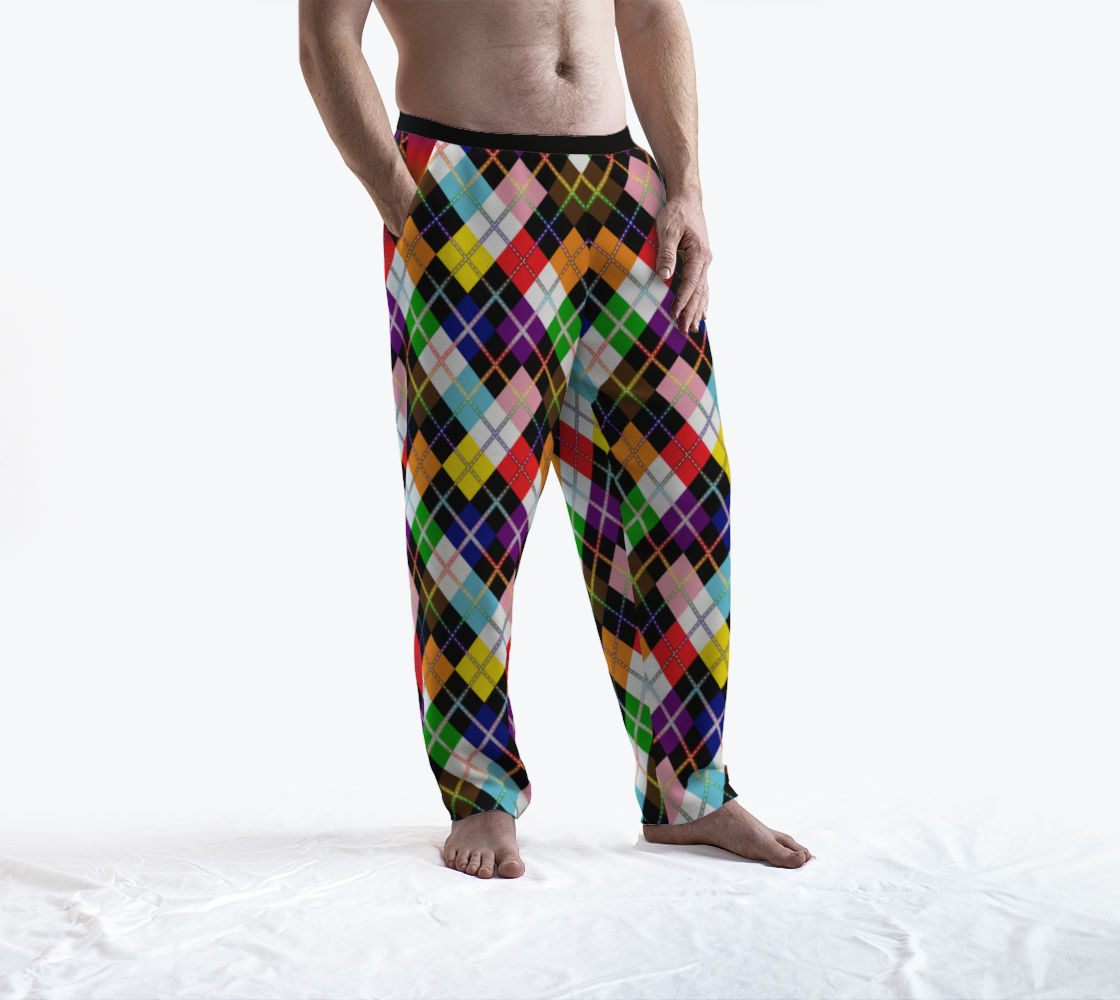 Rainbow Progress/Black and White Argyle Lounge Pants