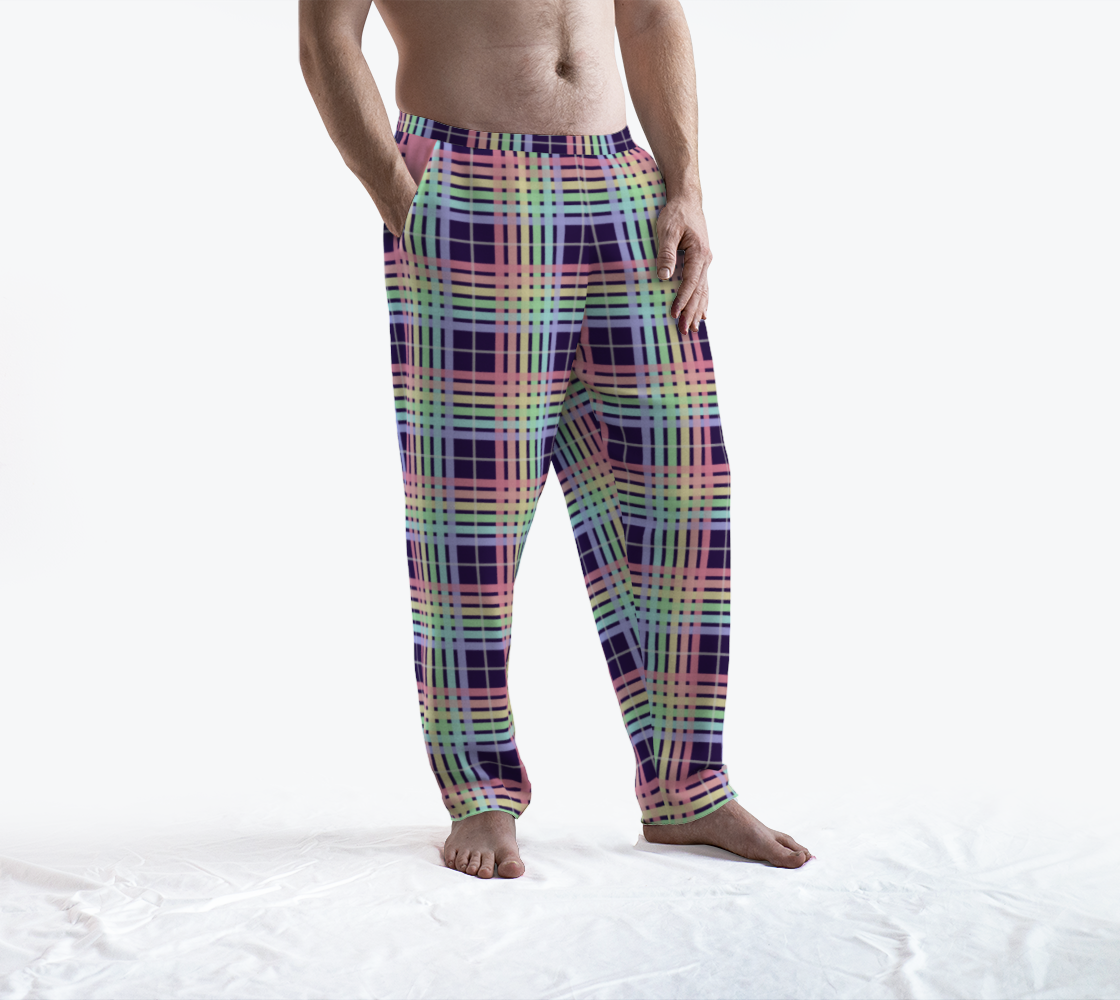 Pastel Rainbow/Eggplant Tartan Plaid Lounge Pants