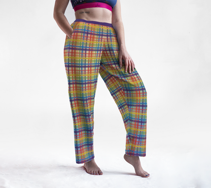 Muted Rainbow Plaid Gradient Lounge Pants