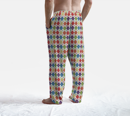 Muted Rainbow/White Solid Argyle Plaid Lounge Pants