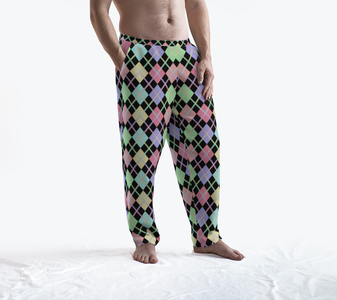 Pastel Rainbow/Black Solid Argyle Lounge Pants