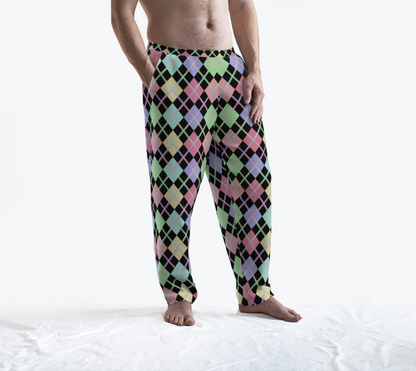 Pastel Rainbow/Black Solid Argyle Lounge Pants