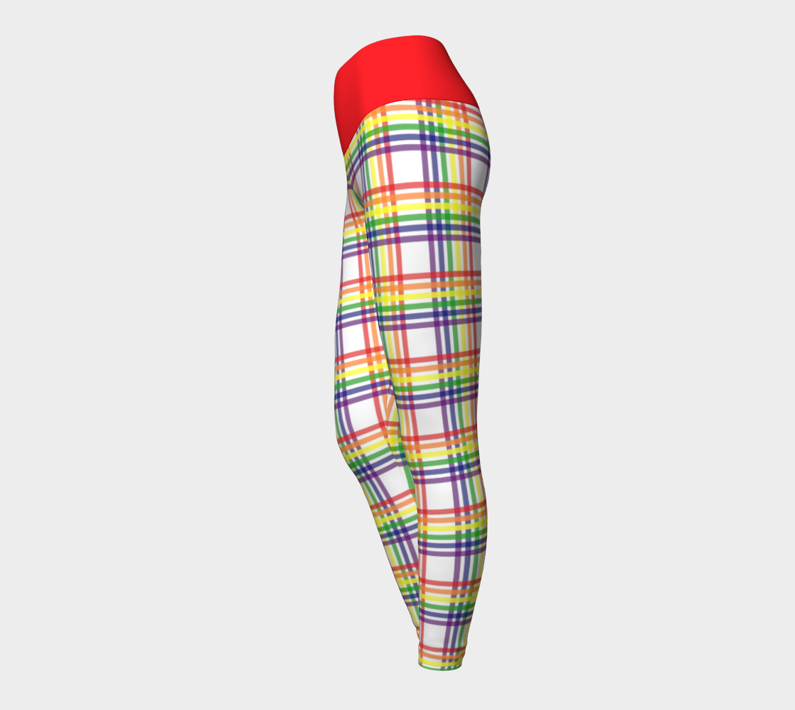 Rainbow and White Plaid Yoga Leggings