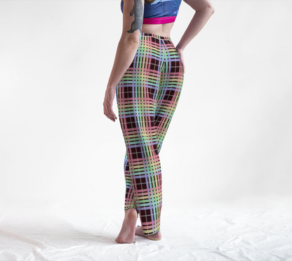 Pastel Rainbow/Deep Maroon Tartan Plaid Lounge Pants