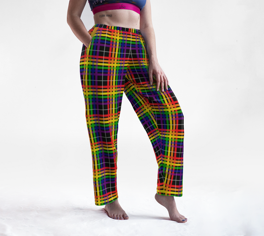 Rainbow/Black Tartan Plaid Lounge Pants