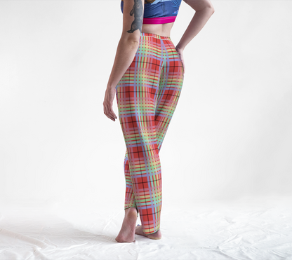 Pastel Rainbow/Rich Salmon Tartan Plaid Lounge Pants