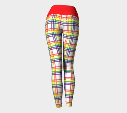 Rainbow and White Plaid Yoga Leggings