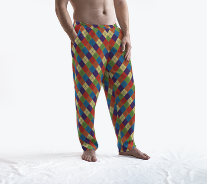 Muted Rainbow Solid Argyle Plaid Lounge Pants