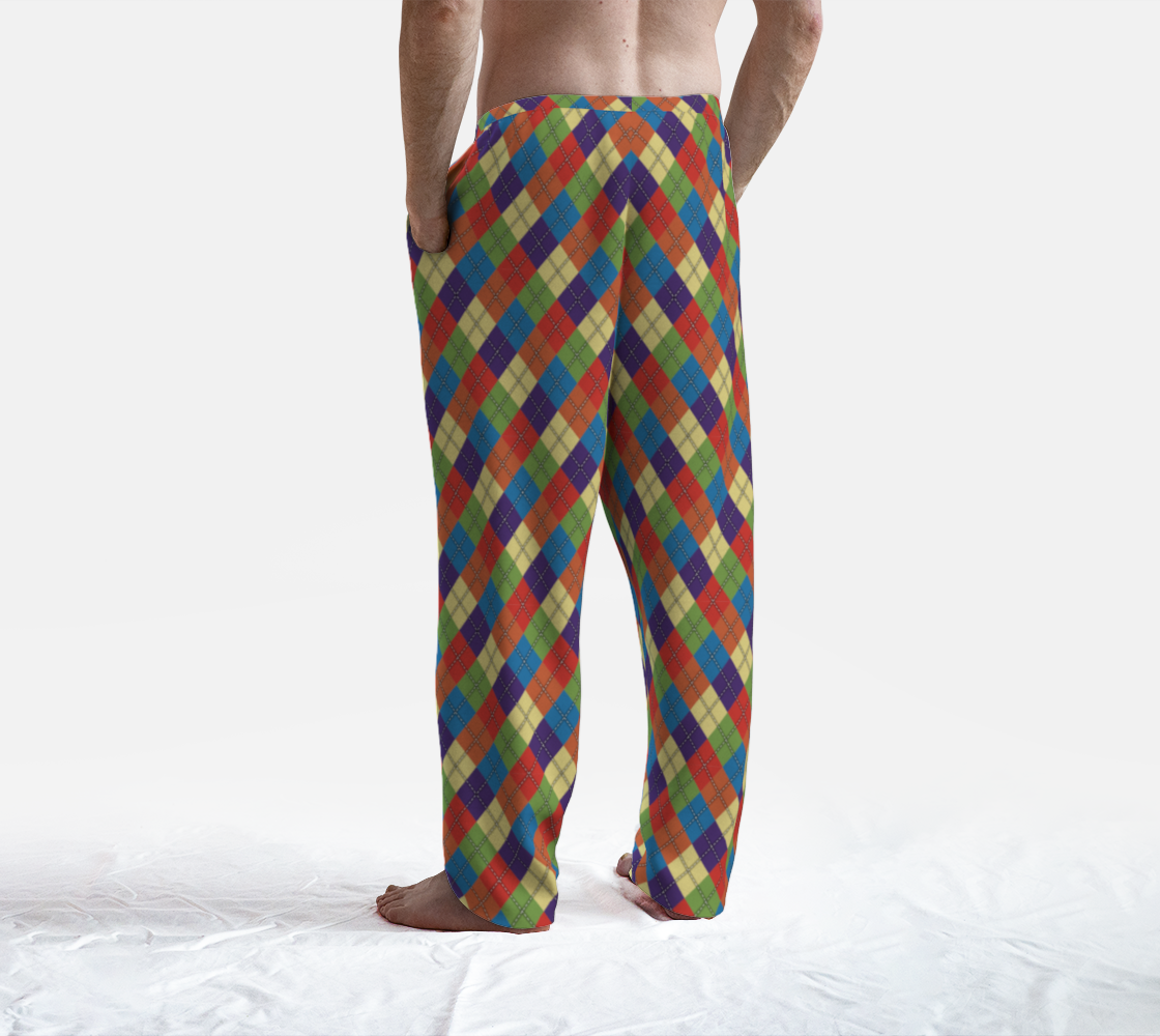 Muted Rainbow Solid Argyle Plaid Lounge Pants